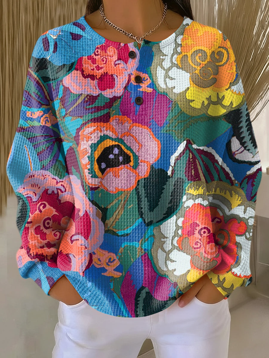 Ida Sweater with Large Colorful Flowers