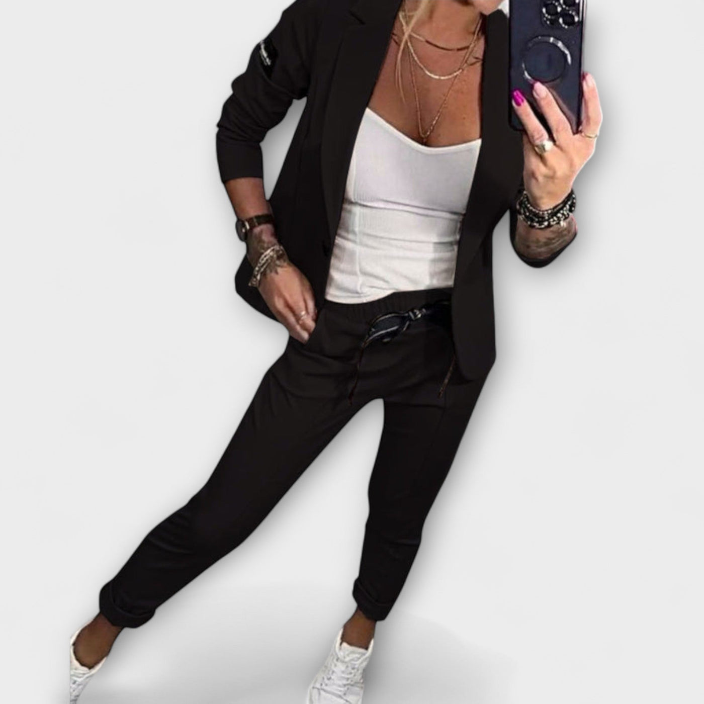 Vionne Elegant Set of Top, Jacket, and Pants