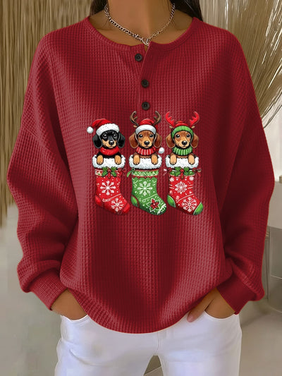 Grethe Vintage Christmas Sweater with Dog Motif
