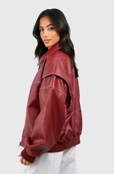 Faye Oversized Leather Jacket