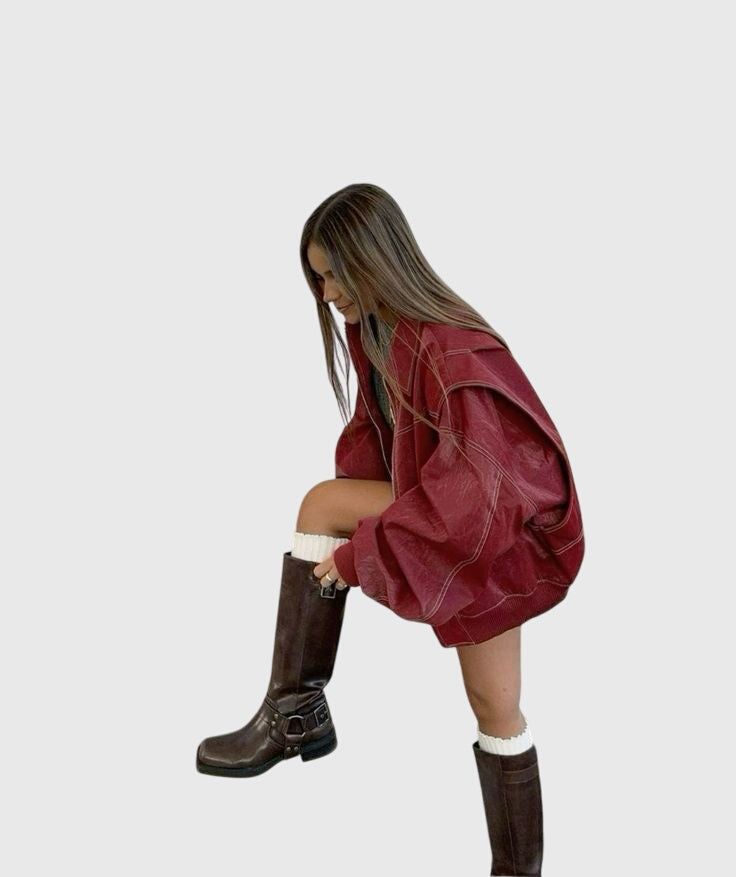 Faye Oversized Leather Jacket