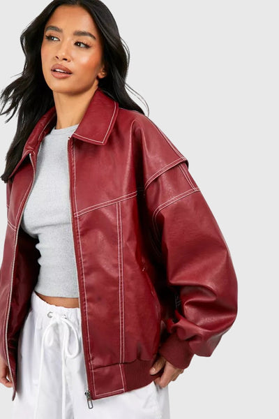 Faye Oversized Leather Jacket