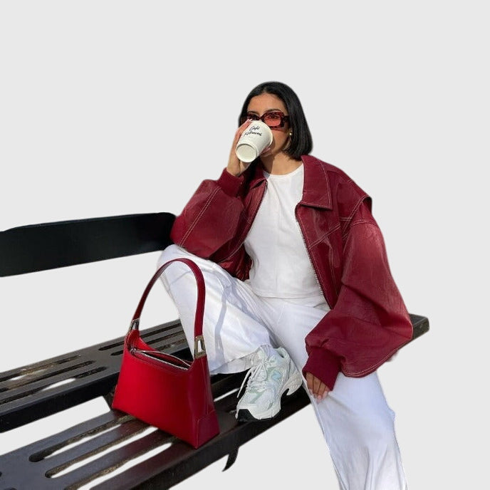 Faye Oversized Leather Jacket