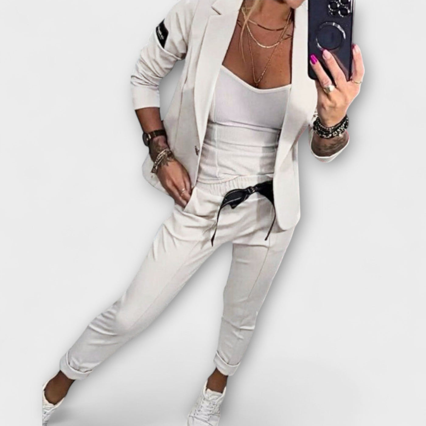 Vionne Elegant Set of Top, Jacket, and Pants