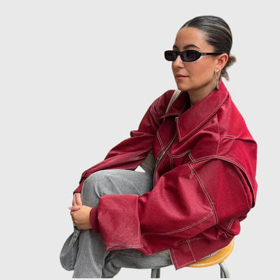 Faye Oversized Leather Jacket