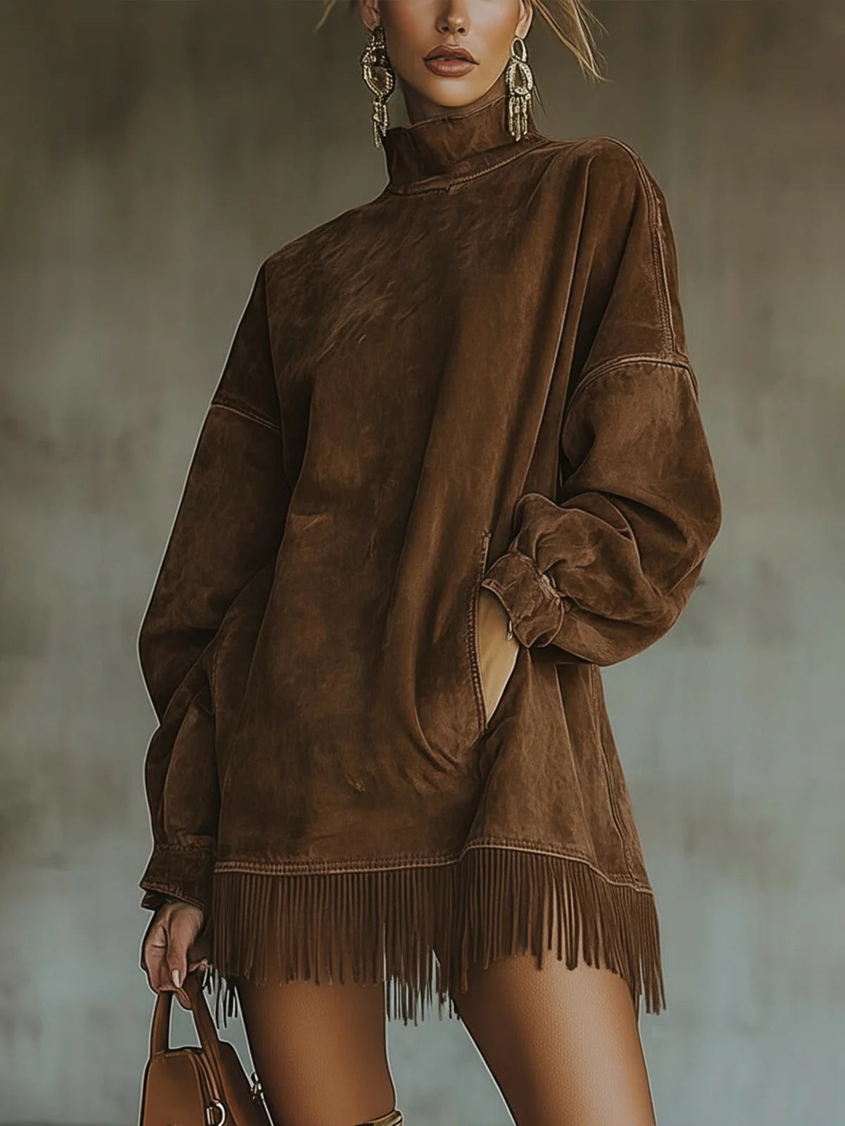 Sabrina Cozy Suede Fringe Dress