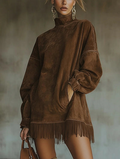Sabrina Cozy Suede Fringe Dress