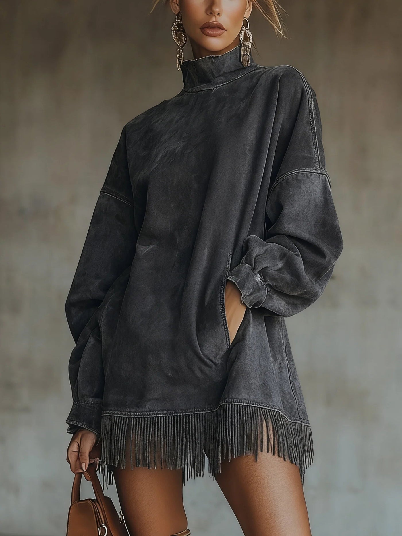 Sabrina Cozy Suede Fringe Dress