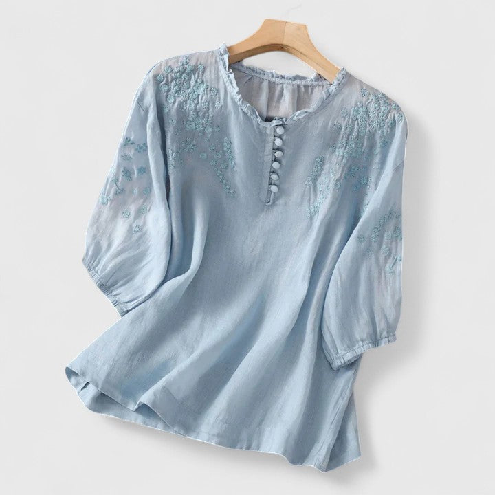 Vasilene Elegant Button-Front Blouse