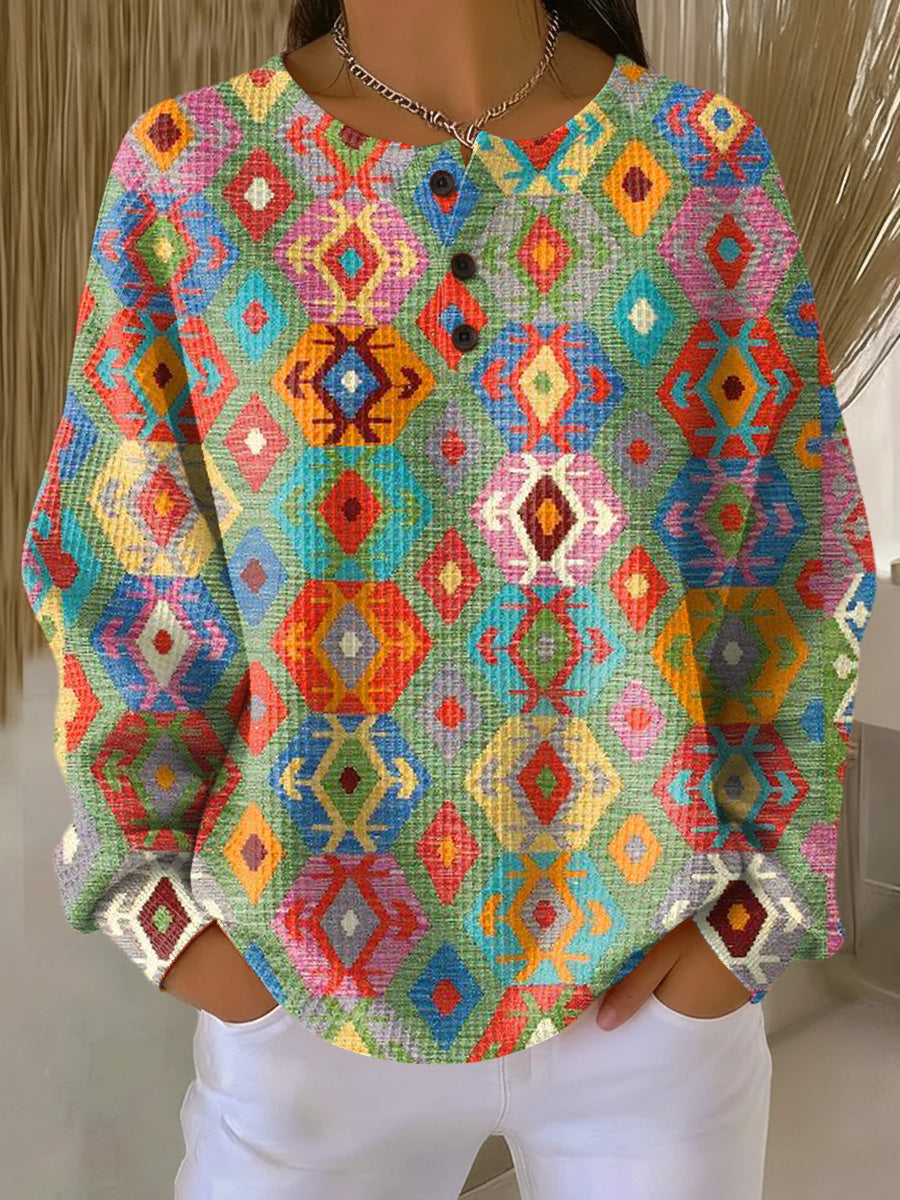 Tilde Colorful Sweater with Checkered Pattern