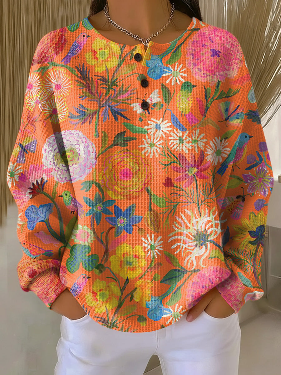 Freja Sweater with Colorful Floral Print