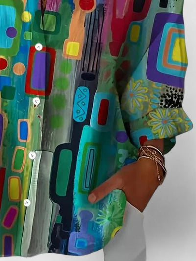 Rose Elegant Geometric Pattern Blouse