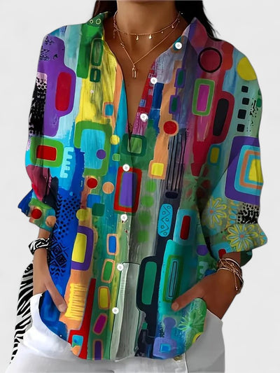 Rose Elegant Geometric Pattern Blouse