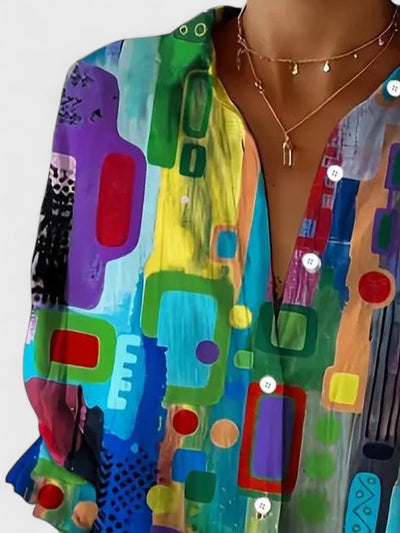 Rose Elegant Geometric Pattern Blouse